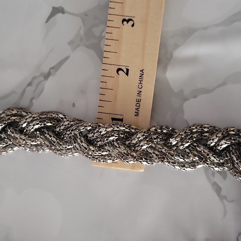 Y2K Express Gunmetal Gray Scale Braided Mesh Choker Necklace - Picture 6 of 7
